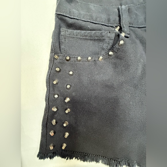 Forever 21 Black Studded Cutoff Denim Shorts - Picture 3 of 6